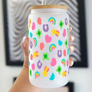 Sip-Sip Hooray! St. Patrick’s Day Collection  – Shamrock Iced Coffee Tumbler with Lid & Plastic and Glass Straws, Irish Drinkware, Reusable Lucky Clover Cup Water Bottle