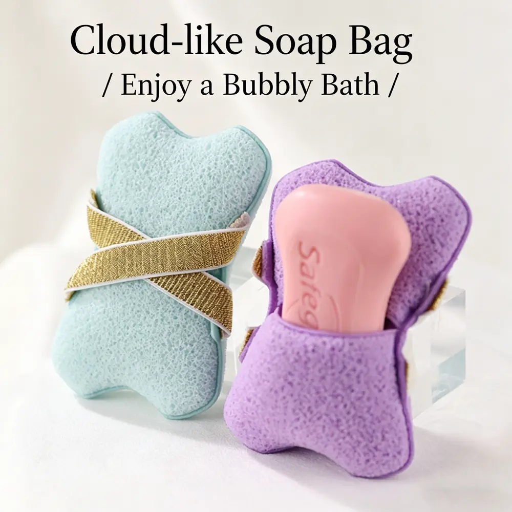 2Pcs Bath Body Exfoliating Soap Saver Pouch with Strap & Glove - Personal Care Bathing Accessories for Hand Exfoliation, Mesh Scrubber for Women, Exfoliating Net Sponge Loofahs, Sponges, & Poufs