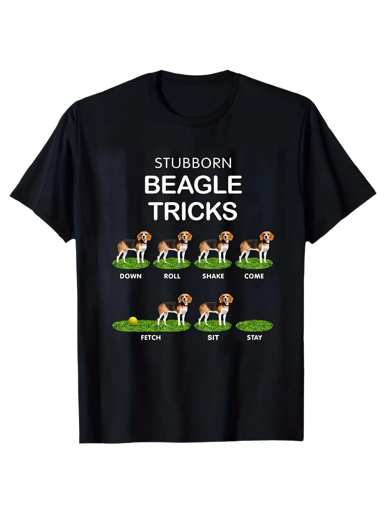 Funny Stubborn Beagle Tricks T-Shirt - Beagle Trai unisex soft cotton short sleeve t shirt, vintage graphic casual tee for men women teens, perfect birthday holiday gift for camping travel gym daily street casual wear