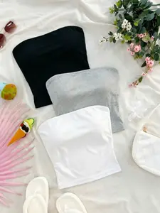 Summer Casual Strapless Tube Top, 3-Pack Basic Women's Tank Tops, Comfortable and Stylish, Perfect for Daily Wear, Womenswear
