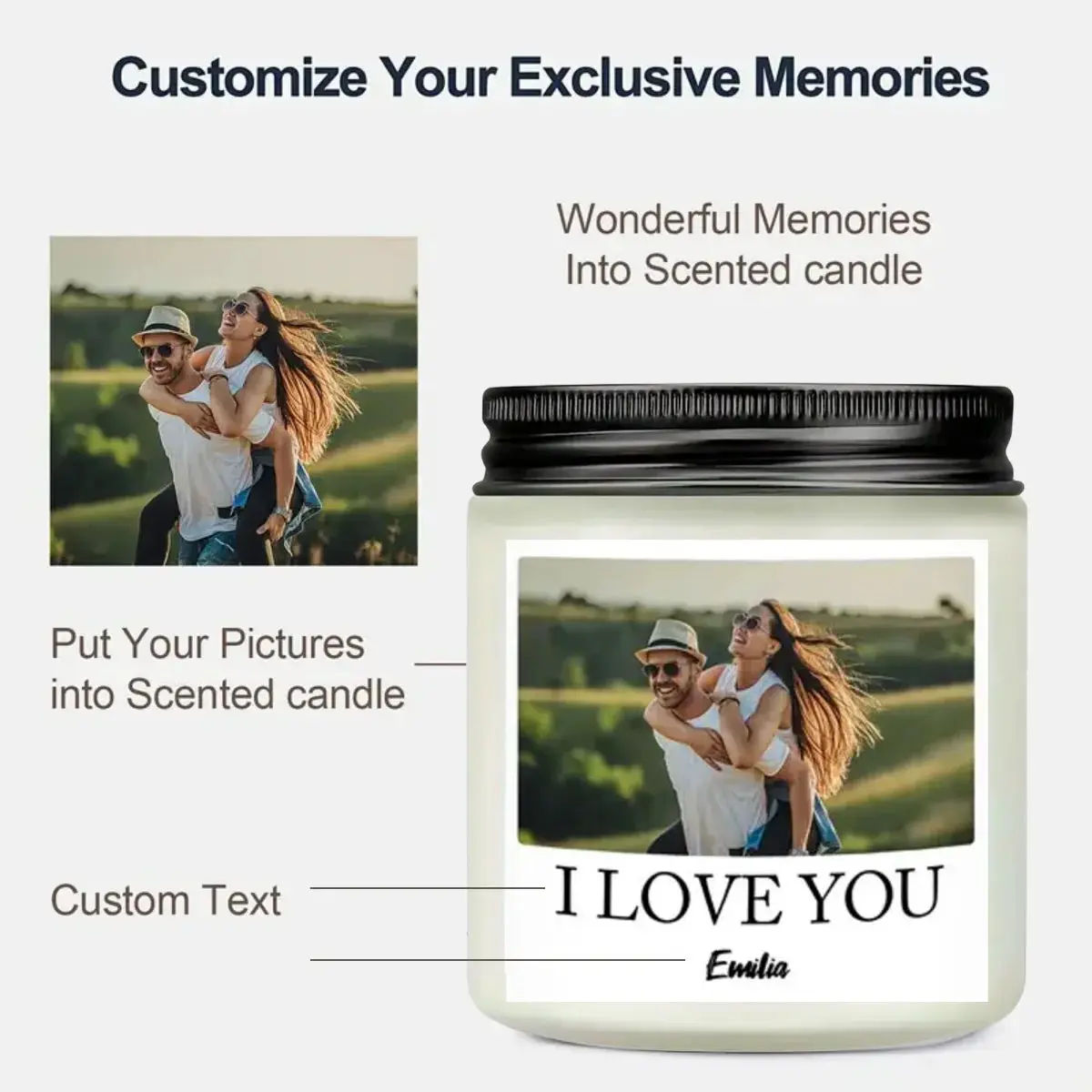 1pc-6oz Customized personalized scented candles with photos
