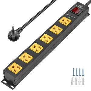 CRST 6 Outlets Wide Spaced Mountable Metal Power Strip 6FT Flat Plug Surge Protector with Mounting Kits Included 36 Months Warranty Durable Aluminium Alloy