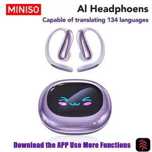 Miniso MS203 OWS True Wireless Open Ear Headphones, LCD Screen, 134 Languages Translator,Rechargeable Battery,40h Playtime, Very Good Gift, Headphone For Travel
