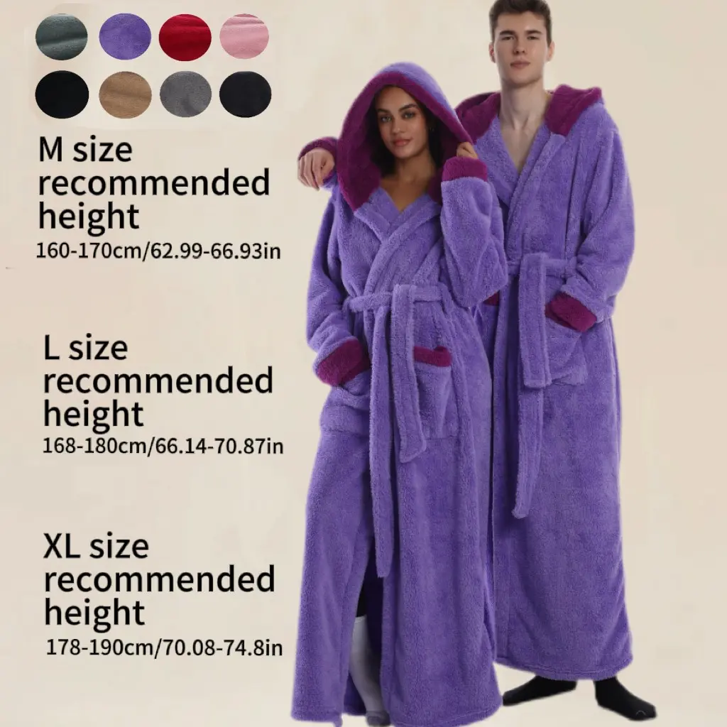 Autumn Winter New Lazy Blanket TV Blanket Outdoor Cold Protection Hooded Home Wear, Solid Color Long Thick Couple Hooded Sleep Robe, Washable, Unisex, Multiple Sizes