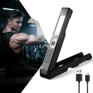 Gym Lamp for Posing, Rechargeable Home Gym Lighting, Magnetic Led Work Light with 180° Rotate Foldable, Mini Camping Lights Samll Lamps with Hang Hook for Bodybuilding