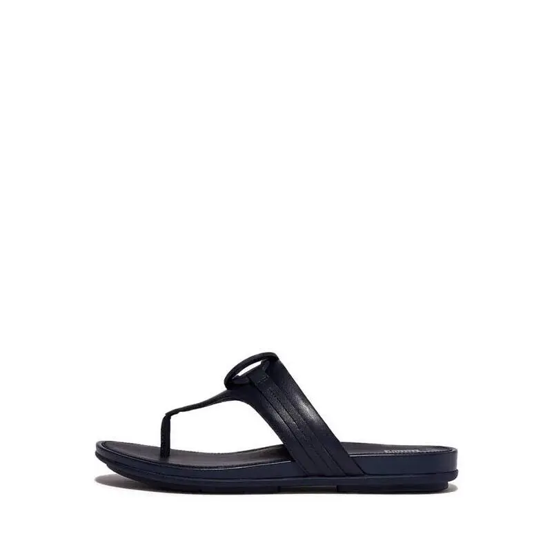 FitFlop Gracie Thong Circlet Toe Post Sandal in Navy Leather | Women's