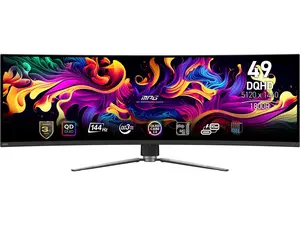 MSI MPG 491CQP QD-OLED 49" 32:9 Curved 1800R, QD-OLED Gaming Monitor, 144Hz 0.03ms, 5120 x 1440 (DQHD), Height Adjustable Arm, AI ENGINE