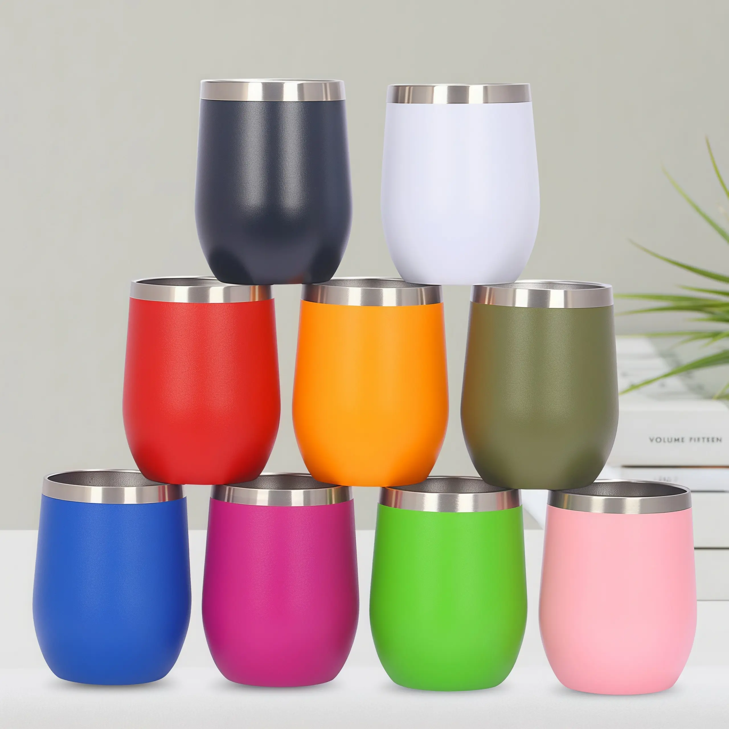 LMMAKE 4PCS 12oz Insulated Wine Tumblers with Lids - Double-Wall Vacuum Stainless Steel Drinkware, Versatile for Coffee, Champagne, Beer, Hot/Cold Beverage Retention