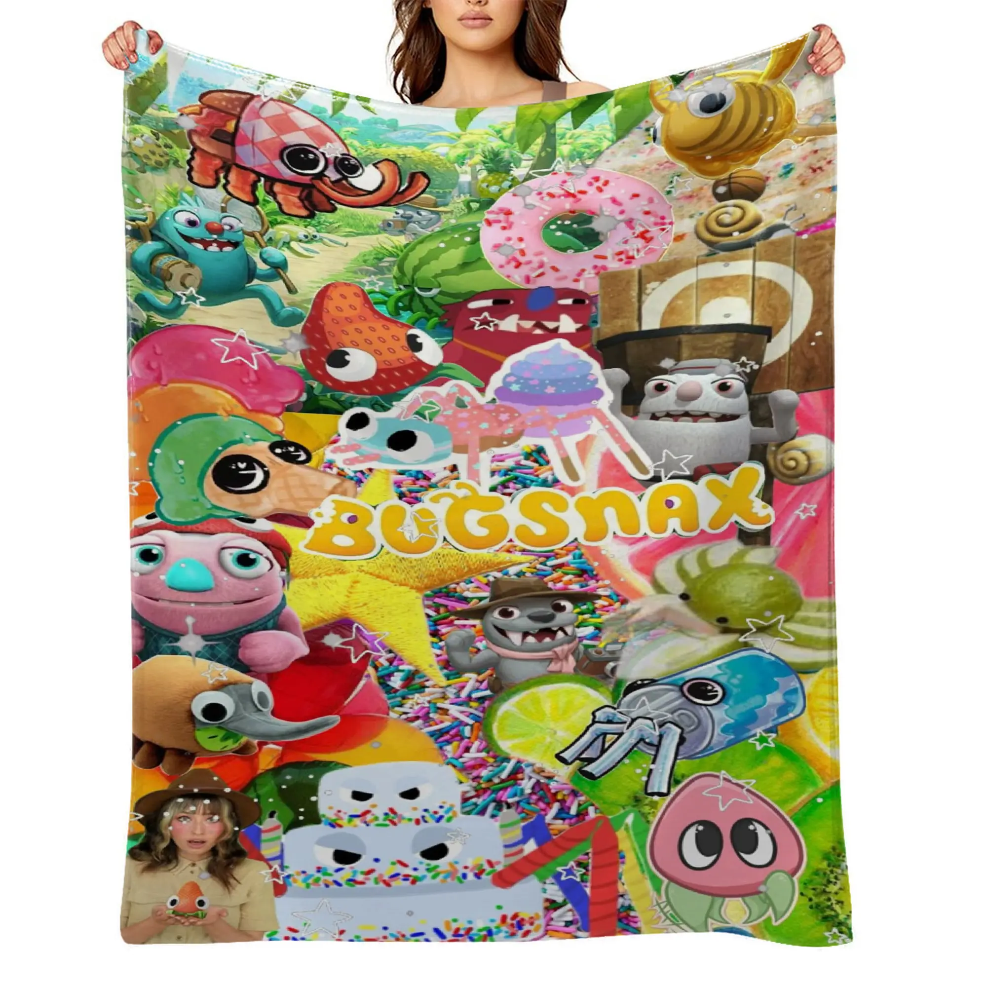 Bugsnax-Flannel Throw Blanket for Girls Boys- Ultra Soft, Anti-Shrink & Wrinkle-Resistant ,Quick-Dry, Machine Washable Cozy Throw ,Perfect Gift for Kids Adults A-17