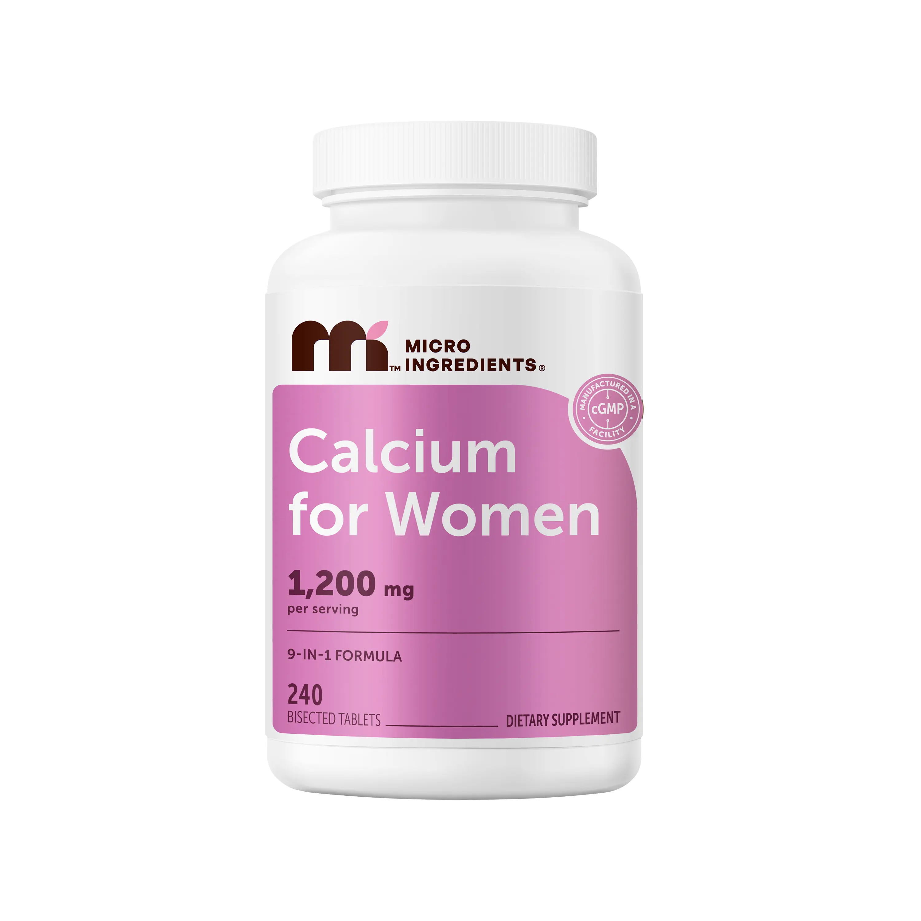 Micro Ingredients Calcium for Women 1200mg 9-in-1 Complex, 240 Bisected Tablets