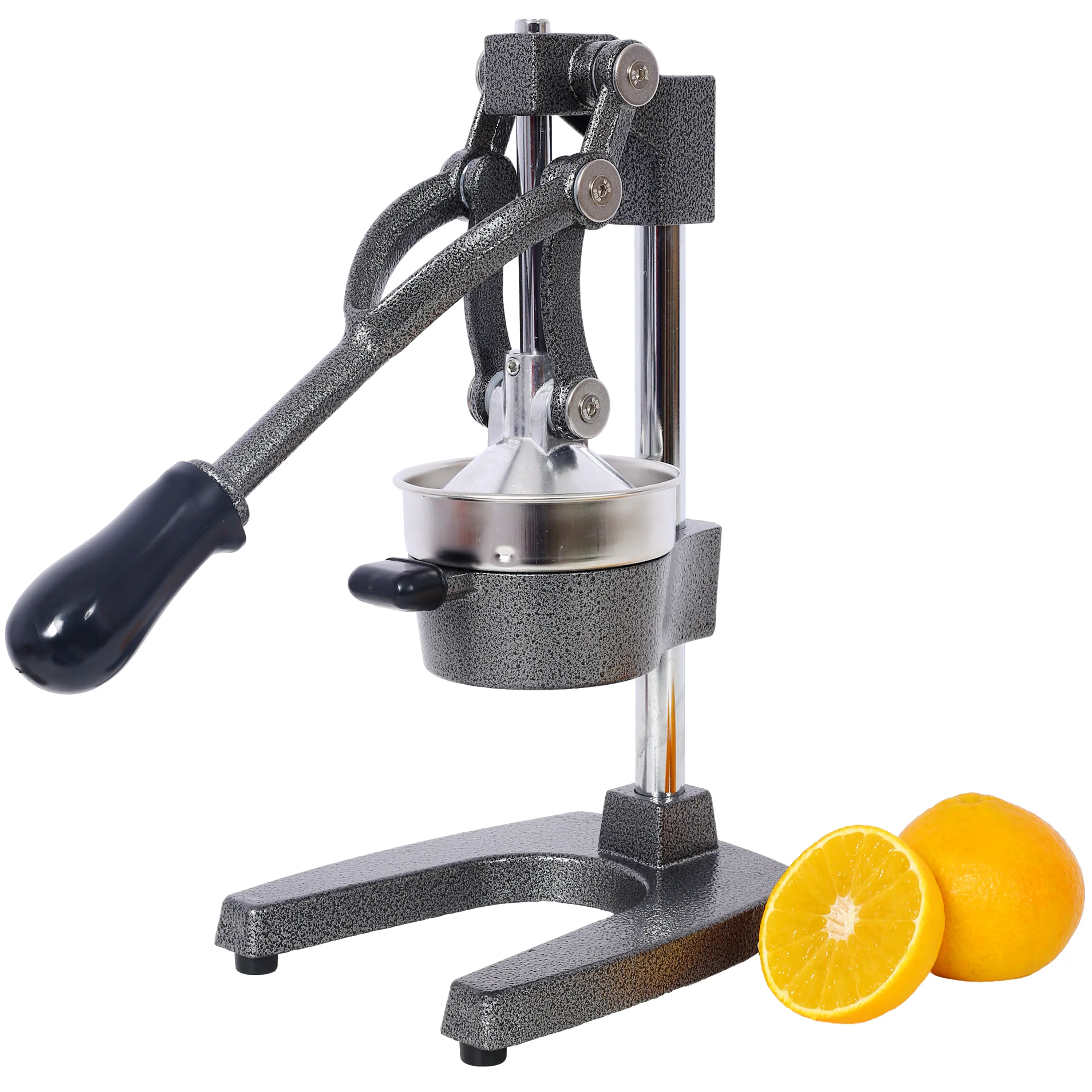 Kitchen Cast Iron Citrus Juicer, Extra Large Commercial-Grade Manual Hand Press, Heavy-Duty Countertop Squeezer for Fresh Orange Juice, Grey Color