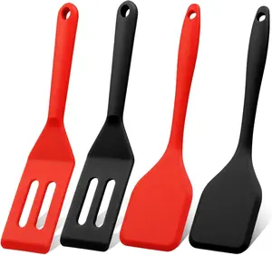 4PCS Small Spatula for Nonstick Cookware Mini Spatulas for kitchen Use,Heat-Resistant Silicone Thin Spatula Cooking Baking Flip Eggs Crepe Steak Pizza Kitchen Utensil