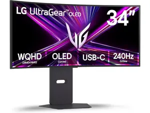 LG 34 inch UltraGear OLED WQHD 1440p 240Hz 0.03ms G-Sync Compatible Gaming Monitor with USB Type-C 65W 34GX900A-B