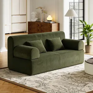 Dark Green Couch with Spring Foam Cloud Feeling Double Convertible Sofa Bed for Comfortable Use & Support