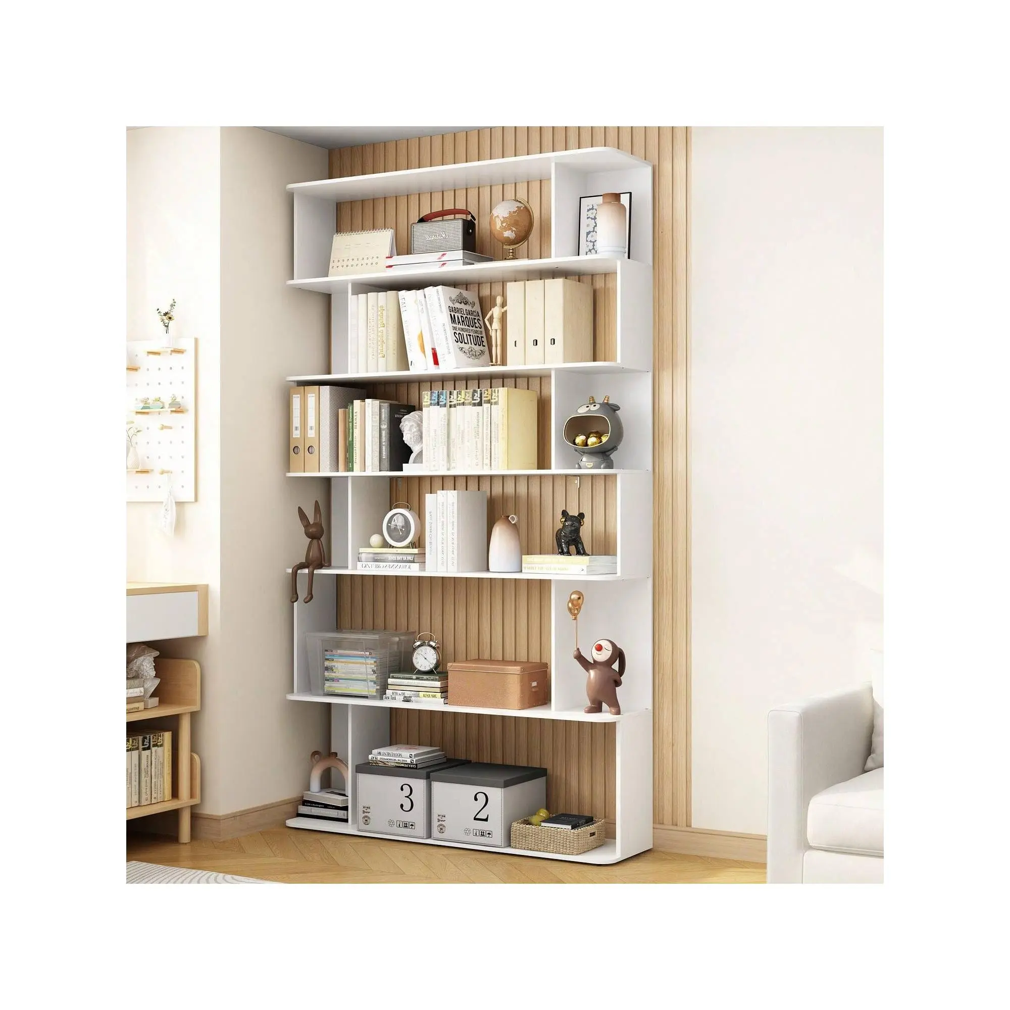 Bookshelf, 6-Tier Bookcase, Tall Display Shelf, Freestanding Storage Shelf, Room Divider, For Home Office, Living Room, Bedroom Organize Design