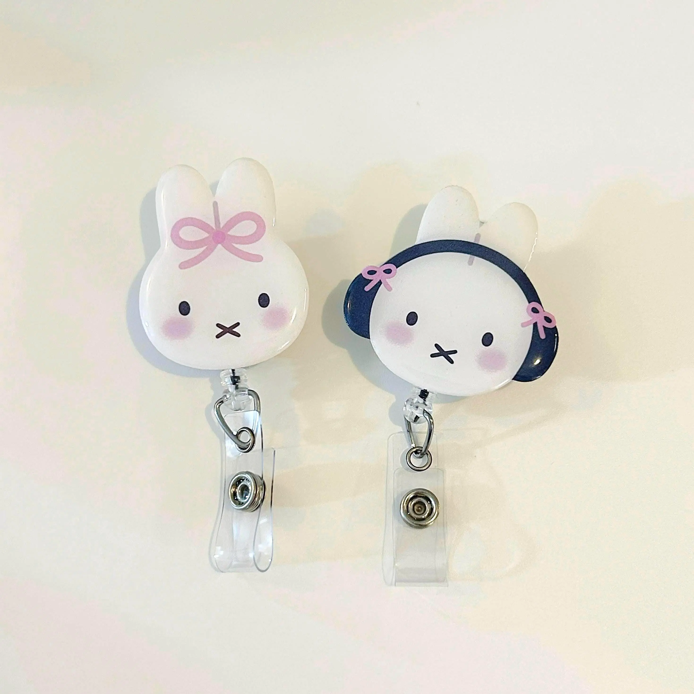 Bunny Rabbit Retractable ID Badge Reel – Cute Miffy Name Tag Holder for ...