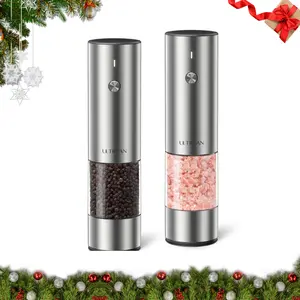 Ultrean Electric Salt & Pepper Grinder Sets - Rechargeable, Automatic with Adjustable Coarseness (6 Settings) , One-Hand Operated, For Kitchen, Gift