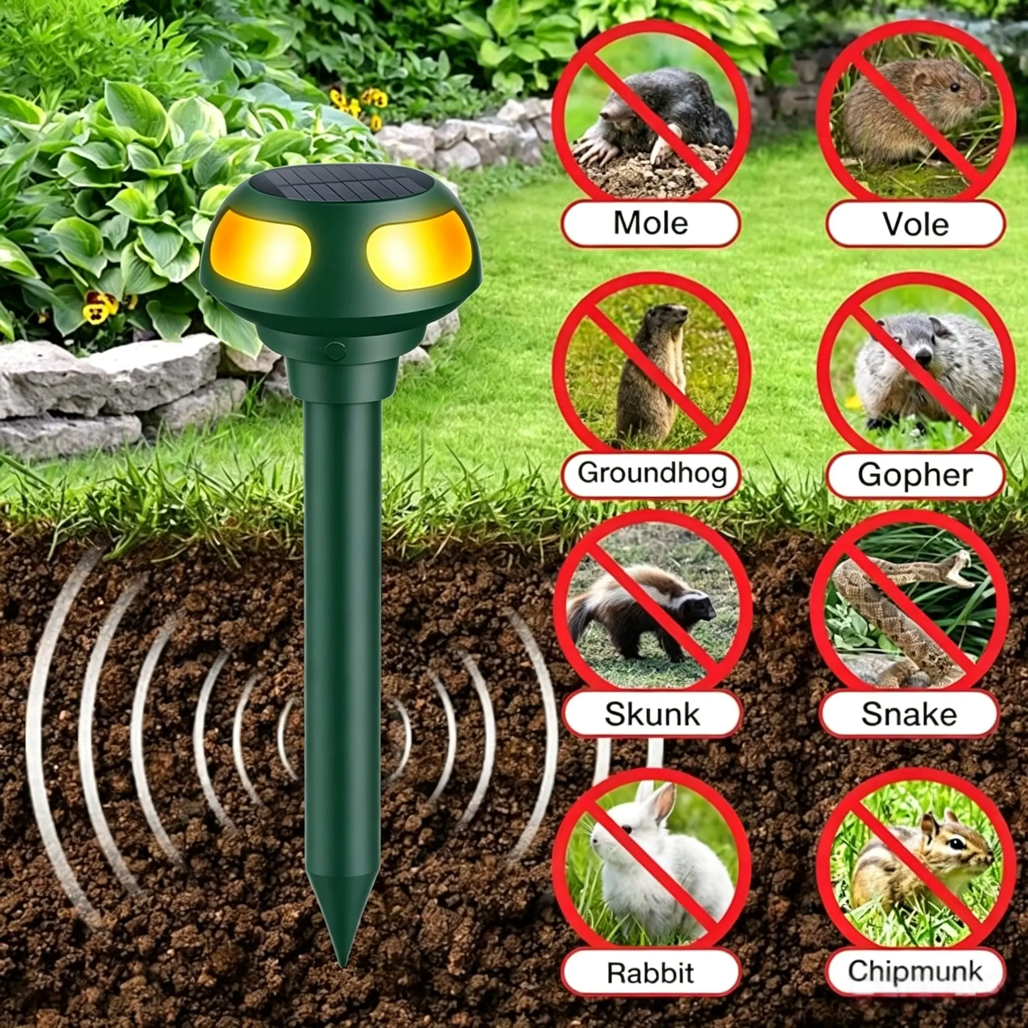 Outdoor 2-Pack Solar-Powered Ultrasonic Pest Repeller with Motion Sensor, Electronic Animal & Rodent Deterrent for Farm & Garden Snake Control (Pet Supply Training & Behavior Aid)