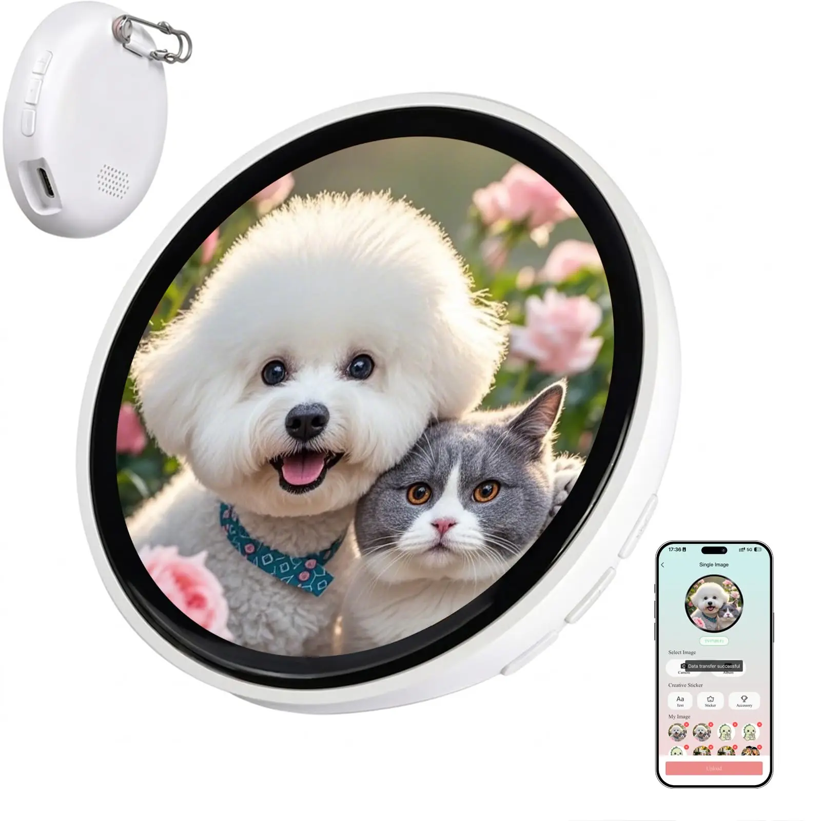 Digital Badge Pin with 1.85 Inch Touchscreen, Customizable Anime Pins for Photos Slideshow, Wearable DIY Smart Badge, Ideal Ita Bag Accessories for Backpack, Hat and Jacket, Personalized Gift for Festival, Party and Anime Events