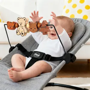Wooden Toy Bar for Baby Bouncers, Rotatable Sensory Arch with Secure Fit, Compatible with Baby Bjorn Bouncer, Fun Play for Newborn and Infant 3-36 Months - Forest