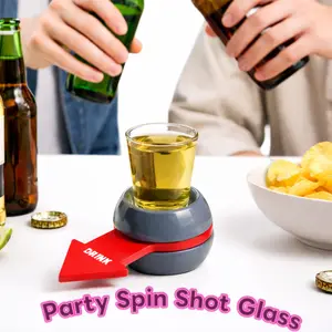 Spin The Shot Drinking Game Set - Party Turntable Shot Glass Spinner with Arrow, Fun Bar Game for House Parties, Birthdays, Girls Night, Bachelor Party