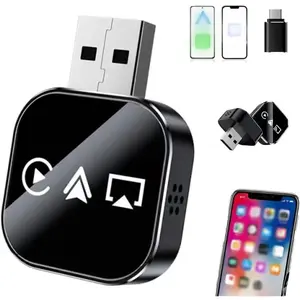 Three-In-One Wired to Wireless Carplay Adapter, Airplay Screen Mirroring, Plug-And-Play, Low Latency, Stable Signal, Portable Car Electronics Tool