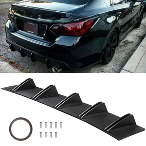 For Nissan Sentra Matte Black Rear Lip Bumper Diffuser Shark Fin Spoiler Wing