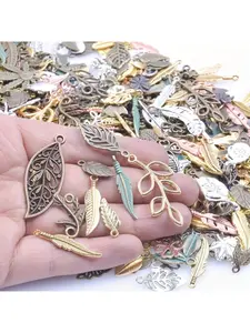 Vintage Alloy Plant Leaf Maple Leaf Random Mix Charms Pendants Dangle Charm 30pcs Jewelry Making Supplies for DIY Necklaces Bracelets Earrings Anklets Ethnic Style Lucky Hollow Leaf Metal Charm Accessories