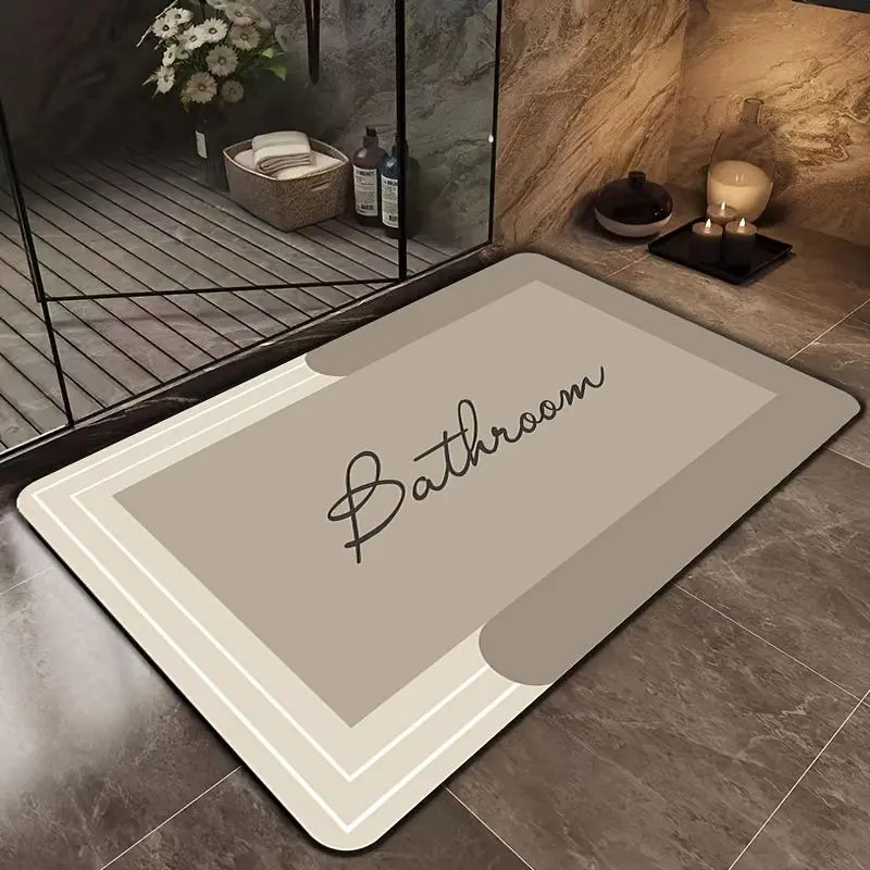 Diatomite & Polyester Floor Mat - Highly Absorbent Doormats, Easy to Clean Bath Mats, Decorative Grip Bottom Area Rugs, Anti-Slip Quick-Drying Soft Lightweight Minimalist, Hand-Washable for Bathroom Entrance