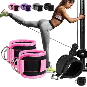 Ankle Straps with Double D-Ring for Gym Workouts Glutes Legs Strength Training Fitness Pink Black Blue Red Nylon Weight Equipment Weighted Belt Support Sports Safety Abductors