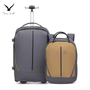Hynes Eagle 2 in 1 Travel Backpack Set Rolling 17-in Laptop Backpack 43L with Personal Item Bag Large Capacity for Business School Water-Repellent Fabric
