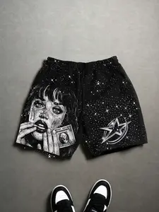 Men's Casual Loose-Fitting Shorts, Elastic Waist Drawstring Design, Side Pockets & Animal Pattern, Perfect for Daily Wear & Sports