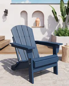 Folding Adirondack Chairs - HDPE Plastic Outdoor Chairs with Wood Texture, 380Lbs Capacity, Weather Resistant, for Deck, Patio, Pool, Backyard