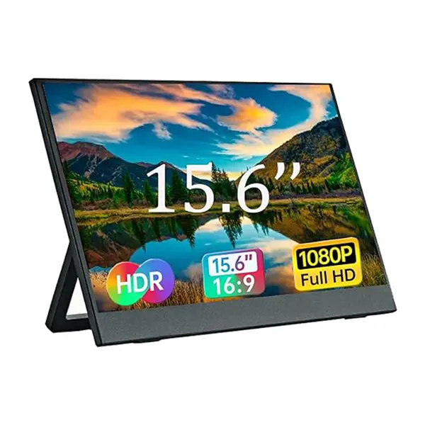 KVKID Portable Monitor, 15.6'' FHD 1080P USB-C HDMI Ultra-Slim Portable Screen Laptop Screen Extender, Portable Computer Monitor with Kickstand, Travel Monitor for Laptop PC Phone for Home, Outdoors