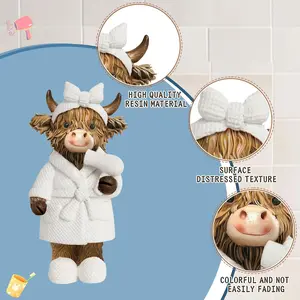 New Highland Cow Creative Statue Bathroom Home Decor Resin Figurine Craft Scottish Bull Gift, Unique Home Decoration, Perfect Gift Idea