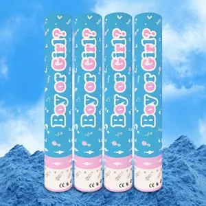 4 Pack Blue Gender Reveal Powder Poppers, 11.6" Air-Powered Biodegradable Color Cannons for Gender Reveal Party & Baby Shower Reveal Decor
