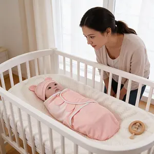 Baby Soft Comfort Adjustable Blanket Set (hat + Blanket) Swaddle, Suitable for 0-6 Months, Perfect Holiday Gift for Christmas, Halloween, Easter