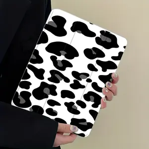 Minimalist Leopard Print Tablet Cover, Black White Animal Print Aesthetic Protector, Smart Sleep/Wake, Anti-Fall & Anti-Scratch, Transparent Acrylic Shell, Fits 7.9/8.3/10.2/10.5 Inch, Full-Body Shock Guard for Office