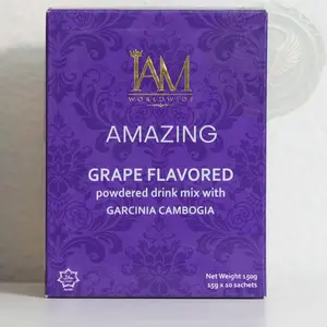 IAM Worldwide - Amazing Grape Flavored Powdered Drink Mix with Garcinia Cambogia – 10 Sachets – Organic Wellness Supplement