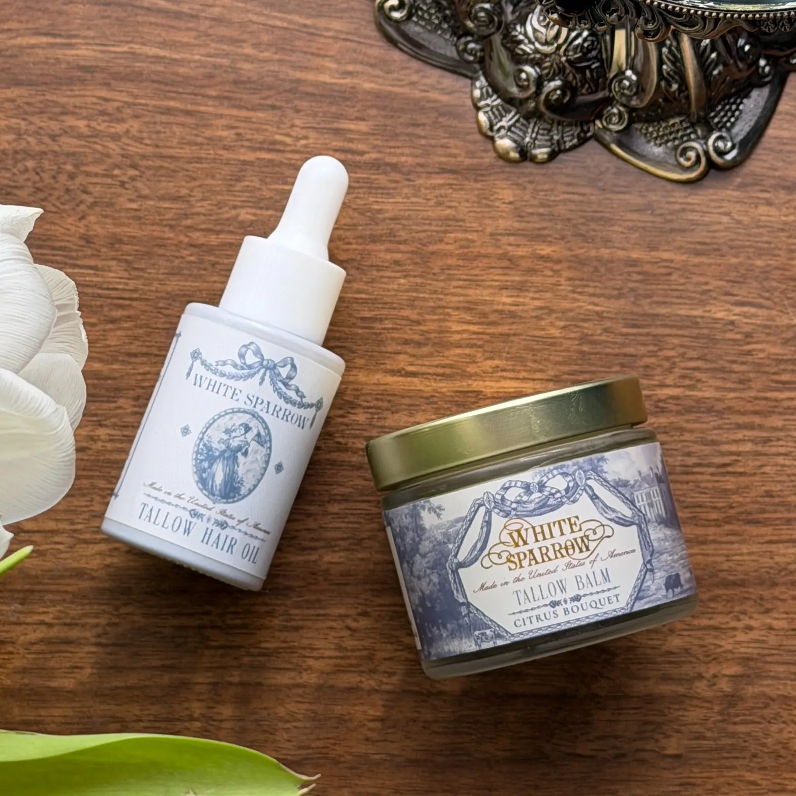 WHITE SPARROW FARM's Tallow Hair Oil and Citrus Bouquet Tallow Balm Bundle for Scalp Care, Hair Treatment & Styling (Beauty & Personal Care)