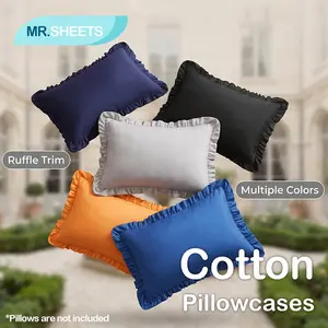 [Memorial Day Sale]NTBAY 2-Piece Ruffle Trim Cotton Pillowcases, Aesthetic Ruffled Pillow Covers for Shabby Chic Decor, Soft Decorative Bedding with Envelope Closure