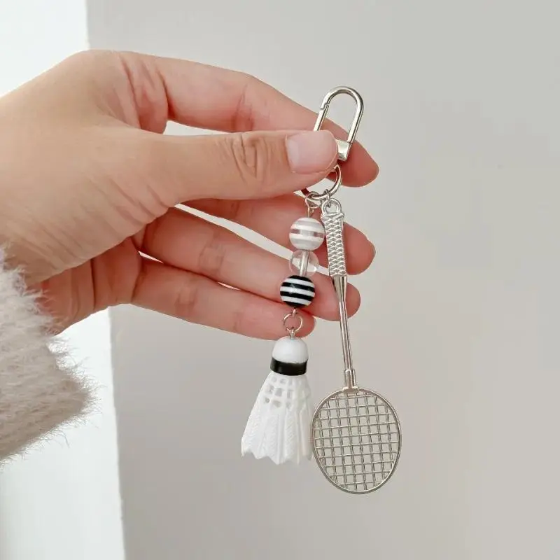 Cute badminton racket keychain creative mobile phone pendant niche bag pendant activity small gift jewelry