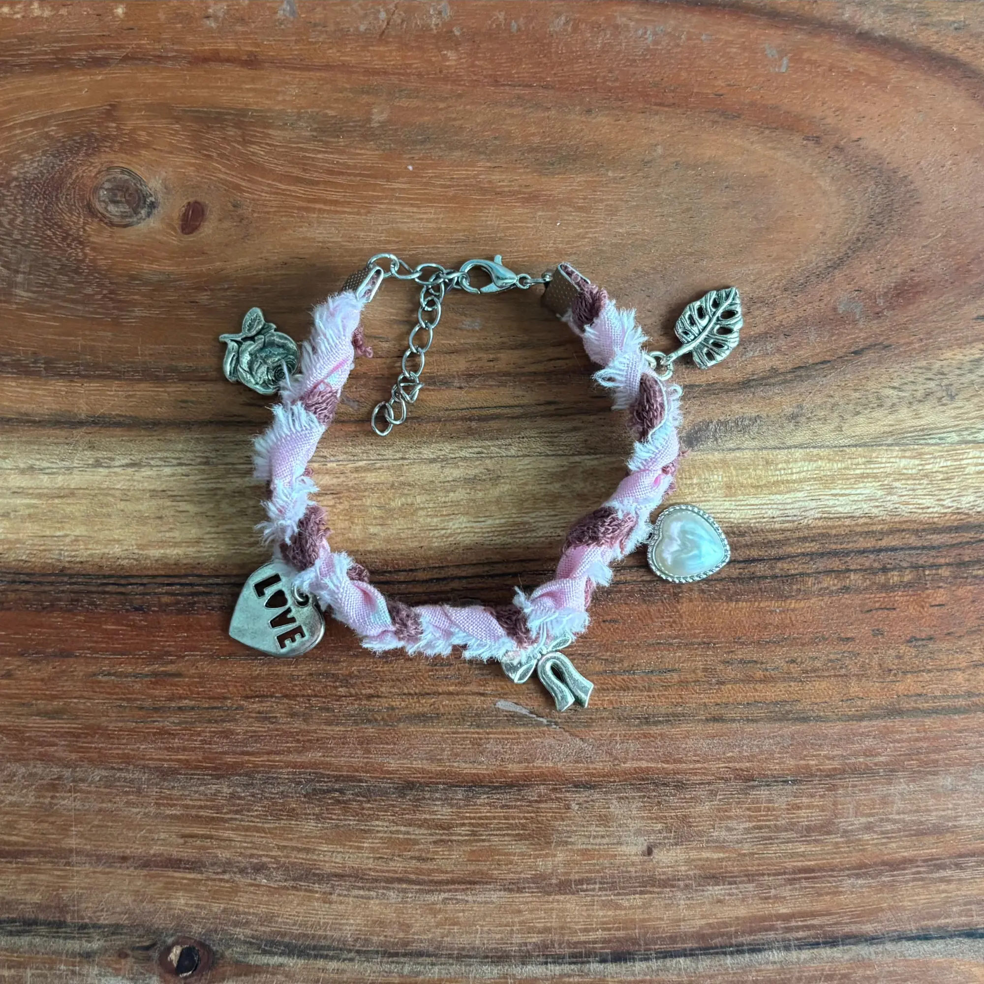 Love Fabric Charm Bracelet