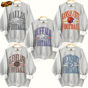 Vintage All 32 Teams Football Sweatshirt - Ash Grey Edition - Classic Sports Apparel - Custom Team Every Football City Unisex Top