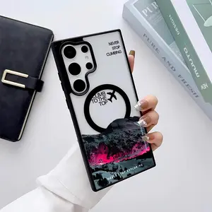 Red volcano Pattern Premium Magnetic phone case applicable for Samsung Galaxy S25 S24 S23 S22 PLUS ULTRA FE durable shockproof protection Privacy Protection Magnetic Phone Case cute nic natalie reynolds mosnovo  protective case