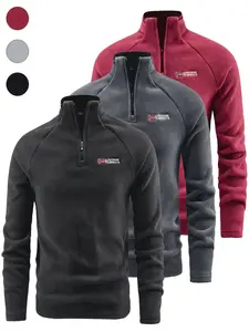 Men’s Spring/Autumn New Stand Collar Zip Embroidered Fashion Casual Fleece Jacket
