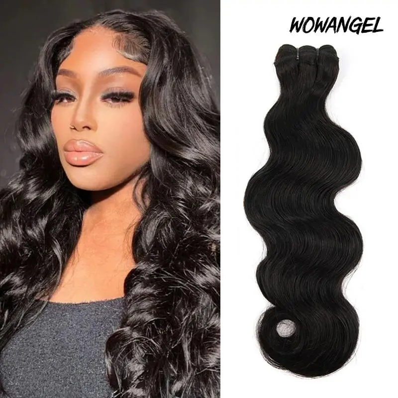 Wowangel Human Hair Weaves Brazilian Virgin Human Hair Bundles 24inch Body Wave Straight Hair Bundles for Quick Weave 1pc Bundles Hair Extension Beginner-friendly