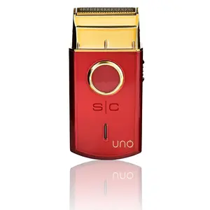StyleCraft Uno Mini Shaver - Professional Single Foil Cordless Shaver with High Torque Motor in Red and Velvet Travel Case Steel Stainless