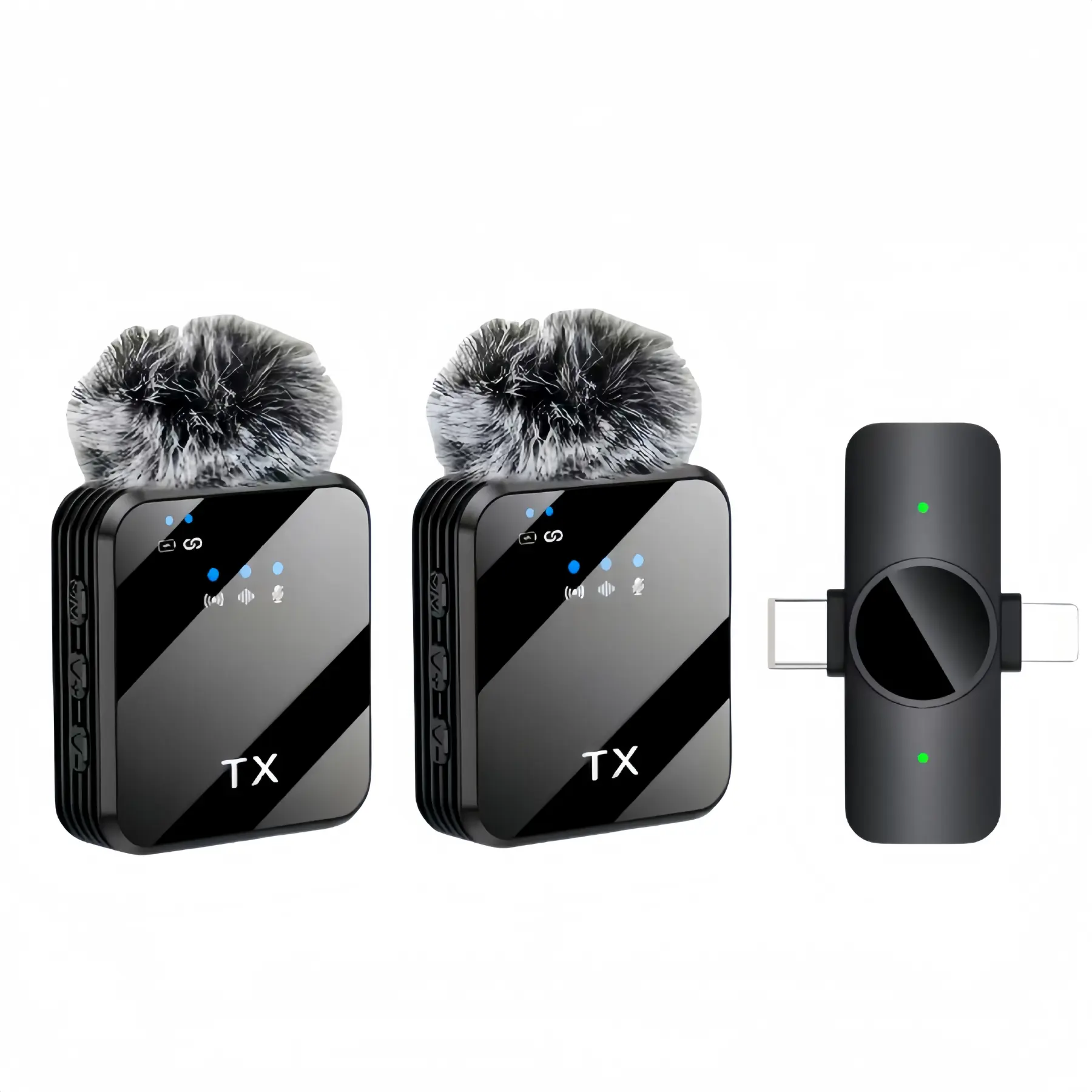 2 in 1 Wireless Lavalier Microphone for iPhone Android & Camera, Mini Clip-On Mic for Video Recording TikTok YouTube Interview, Noise Cancelling,