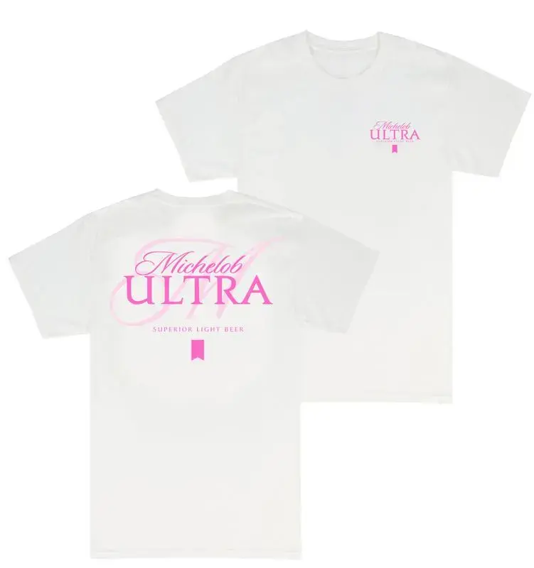 Women's Casual Comfortable Short-Sleeve Michelob Ultra Blush Pink T-Shirt, Graphic Tee, Printed Shirt, Unisex Casual Cotton T-Shirt